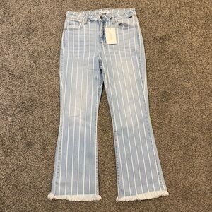 New Cello Striped High Rise Crop Flare Jeans